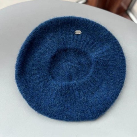 Beret Women's Warm Retro Wool Knitted Hat | Solid Color Unisex Versatile