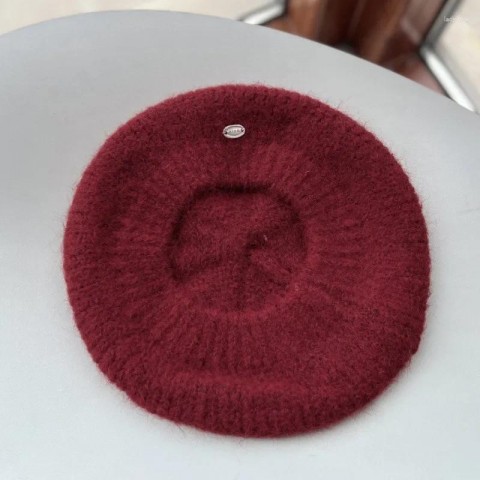 Beret Women's Warm Retro Wool Knitted Hat | Solid Color Unisex Versatile