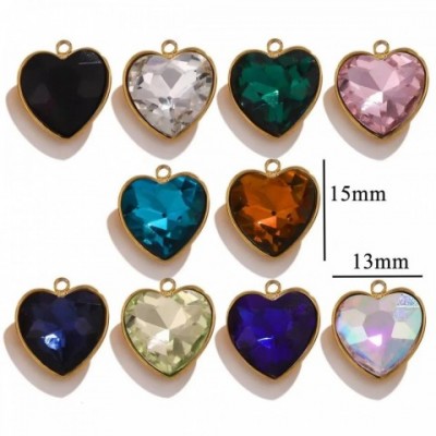 250225 Stainless Steel Heart Charm Pendants 13x15mm, DIY Jewelry Making Findings, 12 Colors, Romantic Design