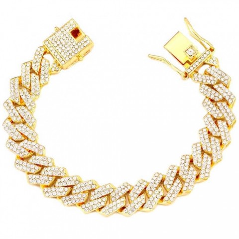 Chain Women's Iced Out Crystal Prong Cuban Chain Luxury Rhinestone Link Unisex Punk Jewelry Q250103