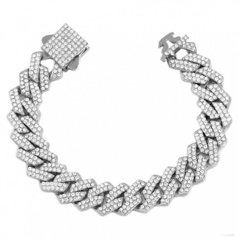 Chain Women's Iced Out Crystal Prong Cuban Chain Luxury Rhinestone Link Unisex Punk Jewelry Q250103