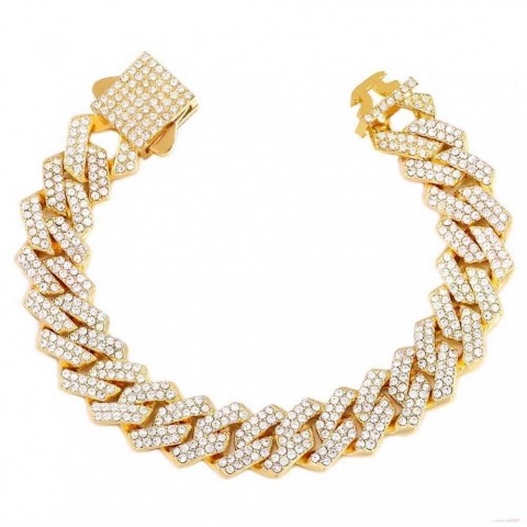Chain Women's Iced Out Crystal Prong Cuban Chain Luxury Rhinestone Link Unisex Punk Jewelry Q250103