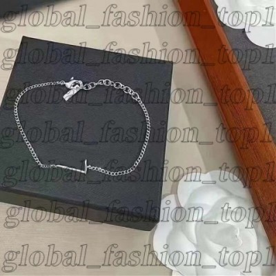 Luxury Yevs Sain Laurant Women's 14K Gold Plated Charm Bracelet with Crystal Letters