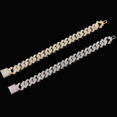 Chain Women's Iced Out Crystal Prong Cuban Chain Luxury Rhinestone Link Unisex Punk Jewelry Q250103