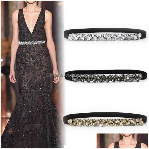 Elegant Women's Crystal Rhinestone Belt - Thin Waist Stylish Accessories J23 Dhibr