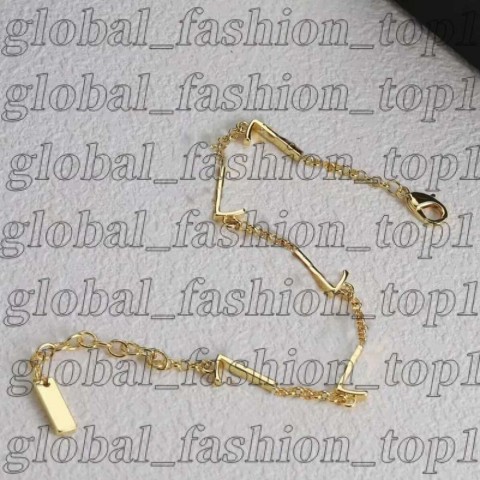 Luxury Yevs Sain Laurant Women's 14K Gold Plated Charm Bracelet with Crystal Letters