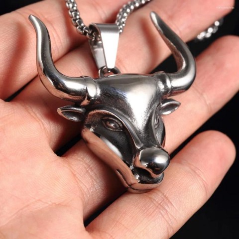 Stainless Steel Classic Bull Pendant Necklace for Men
