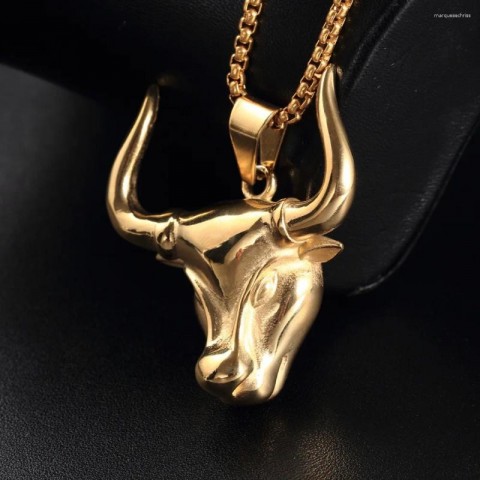 Stainless Steel Classic Bull Pendant Necklace for Men