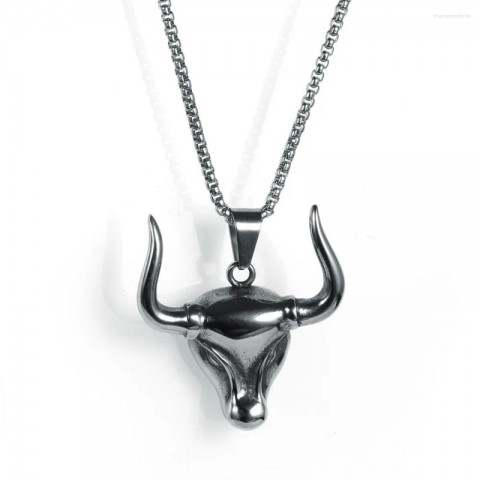 Stainless Steel Classic Bull Pendant Necklace for Men