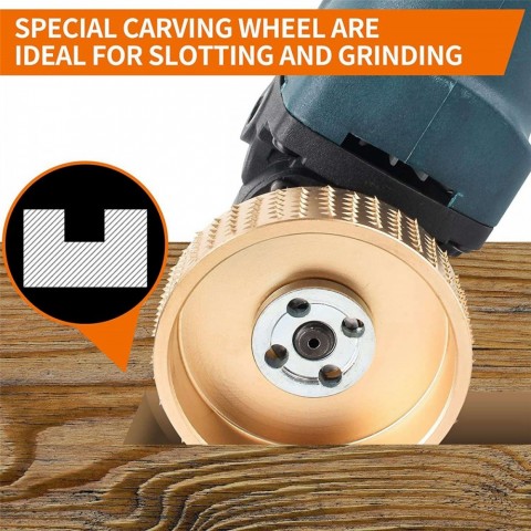 5 Piece Set of Angle Grinder Discs for Wood Carving, Stump Grinding Tools with 5/8 Inch Arbor