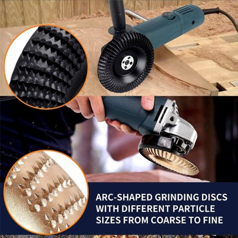 5 Piece Set of Angle Grinder Discs for Wood Carving, Stump Grinding Tools with 5/8 Inch Arbor