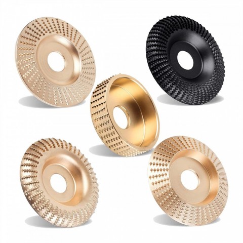 5 Piece Set of Angle Grinder Discs for Wood Carving, Stump Grinding Tools with 5/8 Inch Arbor