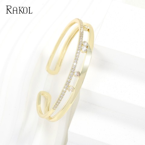 RAKOL Luxury CZ Zirconia Turnable Bangles for Women