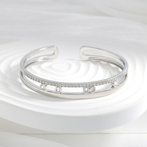 RAKOL Luxury CZ Zirconia Turnable Bangles for Women