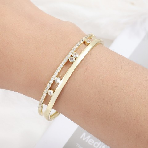 RAKOL Luxury CZ Zirconia Turnable Bangles for Women
