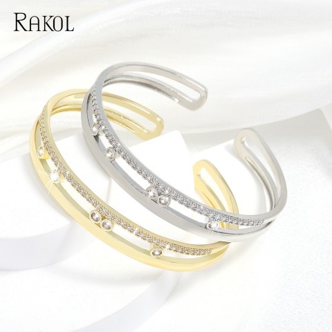 RAKOL Luxury CZ Zirconia Turnable Bangles for Women