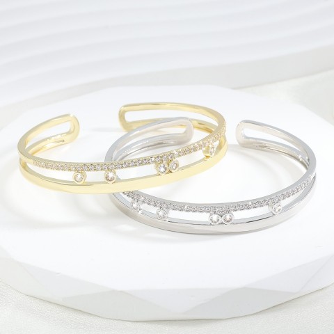 RAKOL Luxury CZ Zirconia Turnable Bangles for Women
