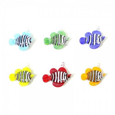 Cute Mini Ocean Fish Charms 2pcs Sea Glass Pendant DIY Jewelry Making Accessories