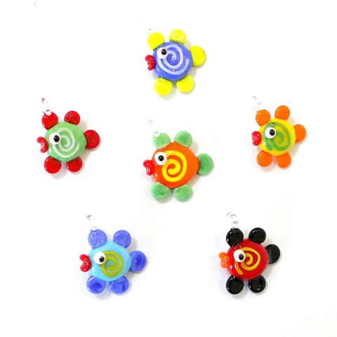 Cute Mini Ocean Fish Charms 2pcs Sea Glass Pendant DIY Jewelry Making Accessories