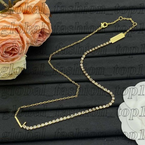 Luxury Yevs Sain Laurant Women's 14K Gold Plated Charm Bracelet with Crystal Letters