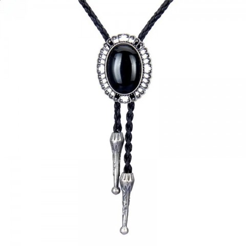 Western Cowboy Leather Bolo Tie, Unisex Retro Necklace Jewelry