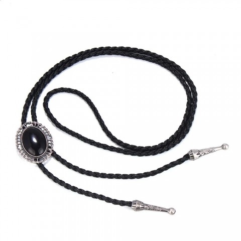 Western Cowboy Leather Bolo Tie, Unisex Retro Necklace Jewelry