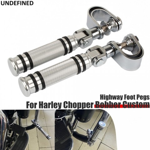 Highway Footrest Clamp for Harley Chopper Bobber, 1-1 1/4", Chrome Aluminum Steel
