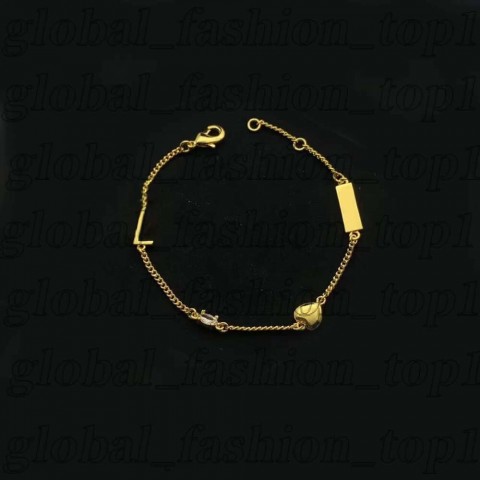 Luxury Yevs Sain Laurant Women's 14K Gold Plated Charm Bracelet with Crystal Letters