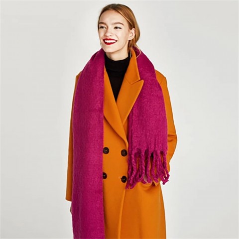 Luxury Women's Thick Pashmina Scarf with Soft Tassels