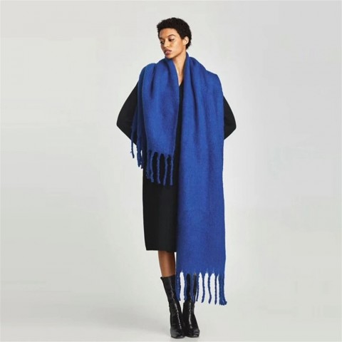Luxury Women's Thick Pashmina Scarf with Soft Tassels