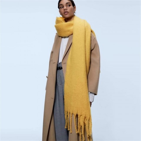 Luxury Women's Thick Pashmina Scarf with Soft Tassels