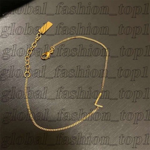 Luxury Yevs Sain Laurant Women's 14K Gold Plated Charm Bracelet with Crystal Letters