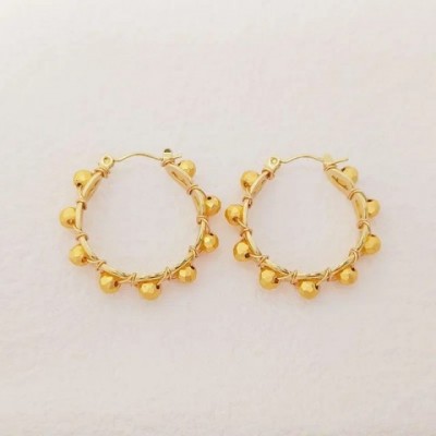 Dangle Chandelier Earrings for Women, Handmade Beaded Circle Crystal Alloy