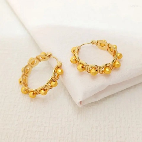 Dangle Chandelier Earrings for Women, Handmade Beaded Circle Crystal Alloy