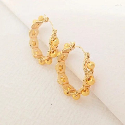 Dangle Chandelier Earrings for Women, Handmade Beaded Circle Crystal Alloy
