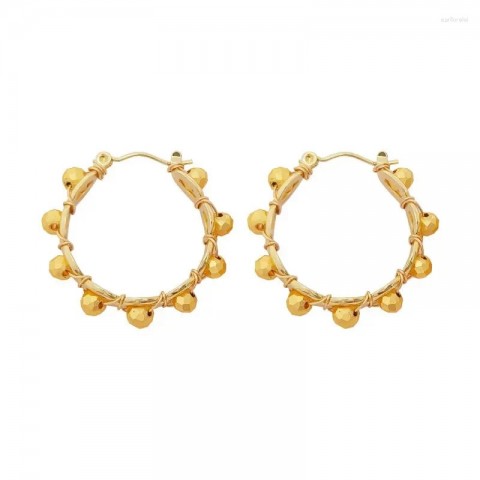 Dangle Chandelier Earrings for Women, Handmade Beaded Circle Crystal Alloy