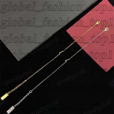 Luxury Yevs Sain Laurant Women's 14K Gold Plated Charm Bracelet with Crystal Letters