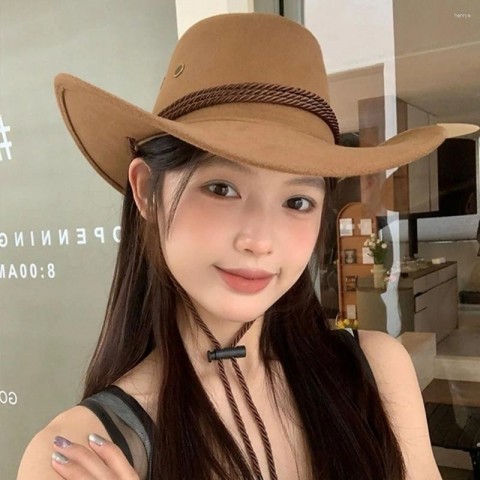Western Style Beret Hat with Wide Brim for Women - Summer Sun Protection