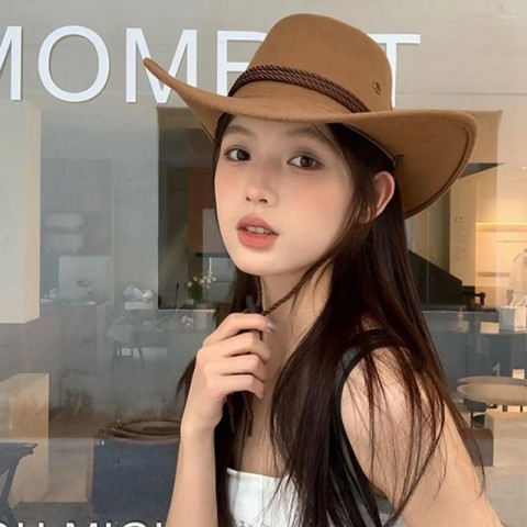 Western Style Beret Hat with Wide Brim for Women - Summer Sun Protection