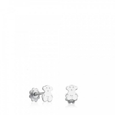 Designer Bear Earrings in Peach Silk with Sterling Silver - Women's Fashion