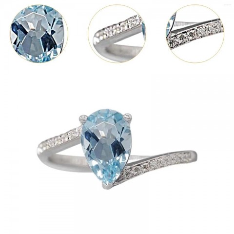 Luxury Tear Shape Wedding Rings for Valentines Day & Anniversary Engagement