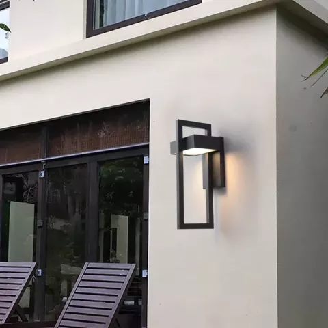 HBD Modern Geometric IP65 Outdoor Wall Lamp with Polished Steel Finish