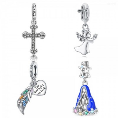 Silver Plated Cross Charms for Women's Bracelet Jewelry Making