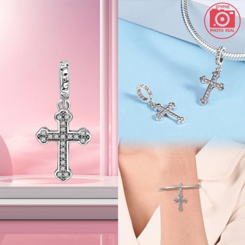 Silver Plated Cross Charms for Women's Bracelet Jewelry Making