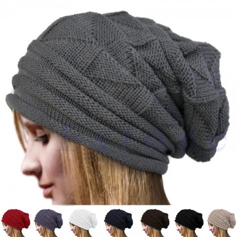 Warm Solid Oversized Beanies for Men & Women