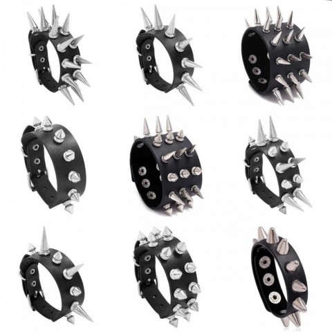Gothic Punk Silver Spiked Bracelet for Men and Women
