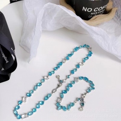 Designer Pendant Necklace with Austrian Crystal, Silver Plated Alloy, Preppy Style