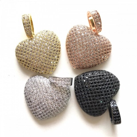 Exquisite 5-Piece Zirconia Heart Charm Pendants for Women's Jewelry Making