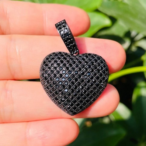 Exquisite 5-Piece Zirconia Heart Charm Pendants for Women's Jewelry Making
