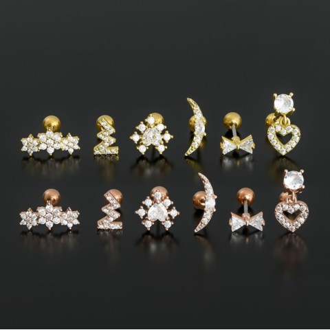 Stylish Geometric Copper Zircon Stud Earrings for Women - Wedding Gift H25116